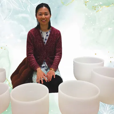 Keiko with crystal bowls