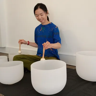 Keiko with crystal bowls
